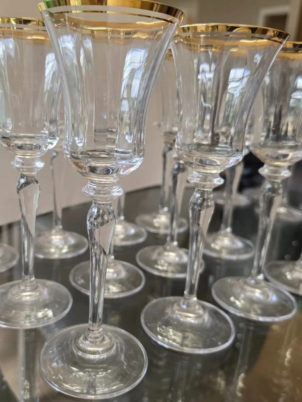 Mikasa Jamestown Crystal Gold Trim Blown Glass (Austria) D/C 12 wine glasses